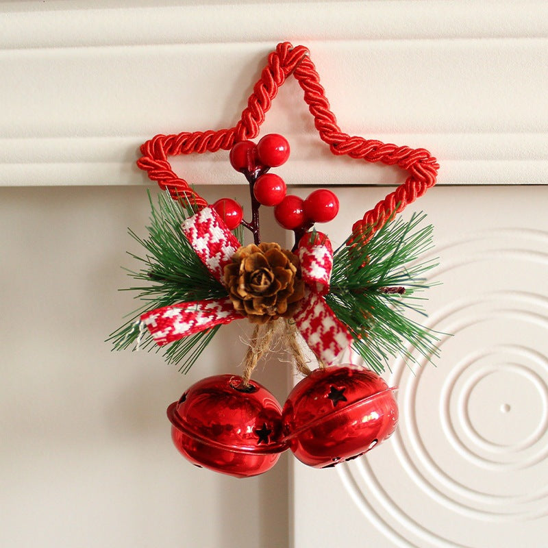 Wholesale Christmas Tree Decorations, Five Pointed Star Metal Bell Pendants